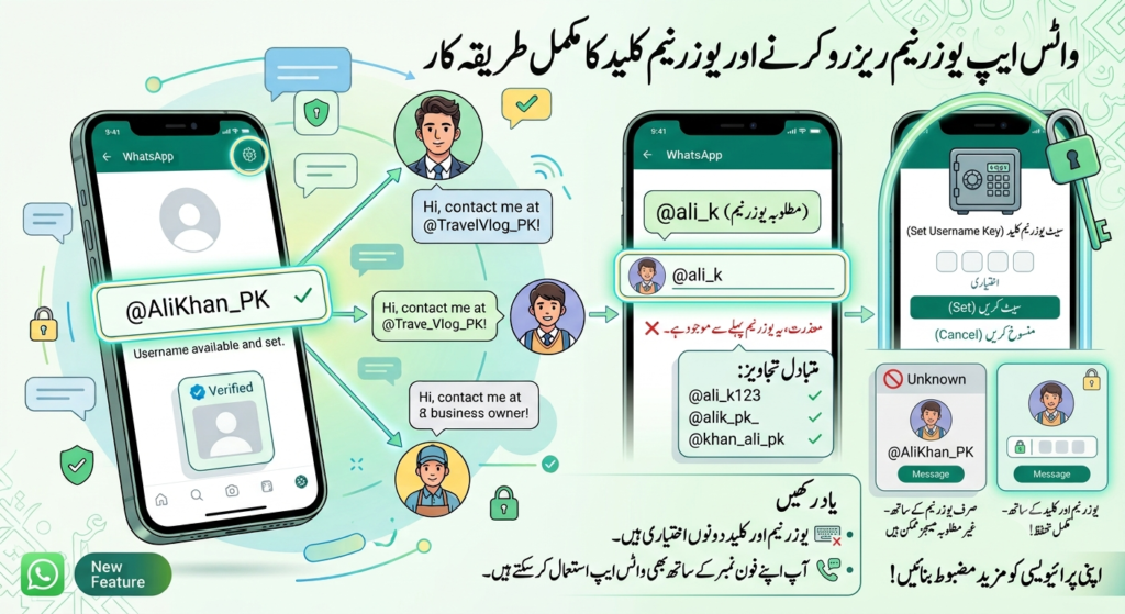واٹس ایپ کی یوزرنیم کلید، جو صارفین کو چار ہندسوں کا کوڈ فراہم کرتی ہے تاکہ صرف مخصوص لوگ ہی ان سے رابطہ کر سکیں