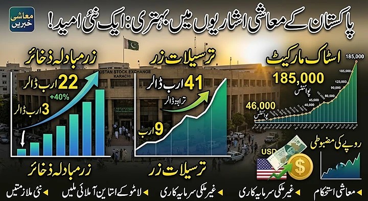پاکستان کی معاشی اشاریوں میں بہتری: زرمبادلہ ذخائر، ترسیلات زر اور اسٹاک مارکیٹ میں اضافے کے اعداد و شمار