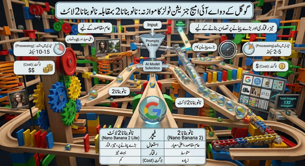 نانو بنانا 2 اور نانو بنانا 2 لائٹ کے درمیان موازنہ، جس میں رفتار اور لاگت کا فرق واضح کیا گیا ہے