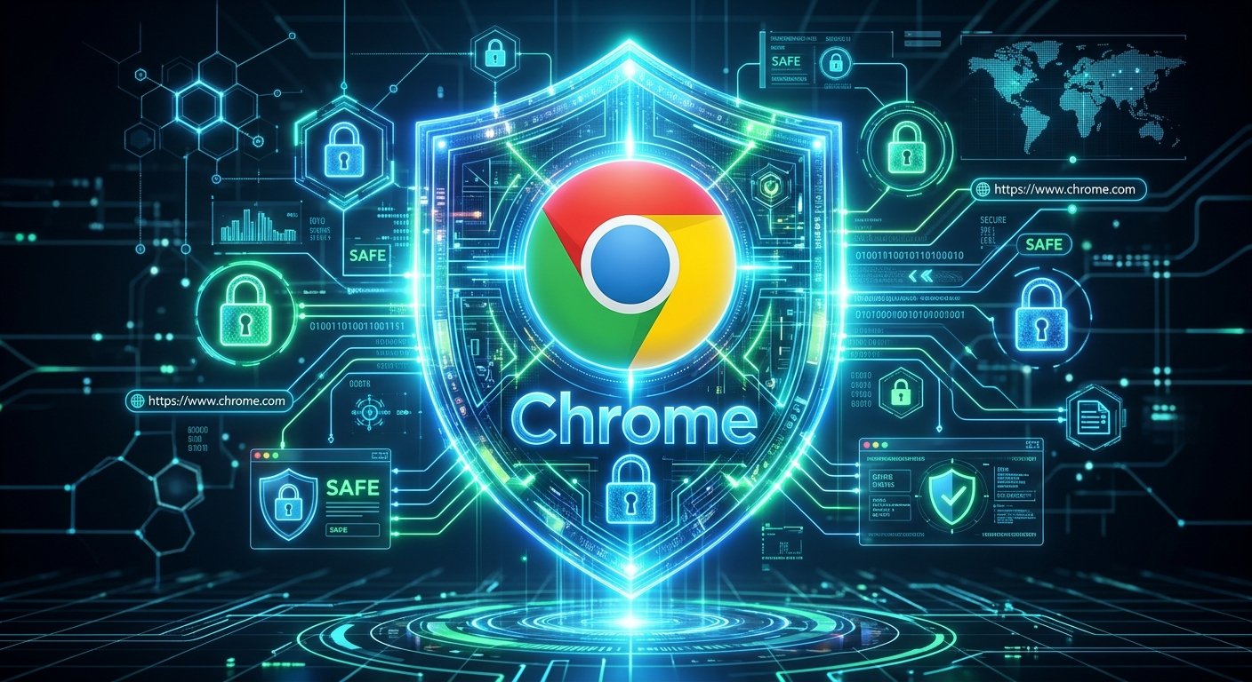 Google Chrome New Security Feature Illustration Shield Logo